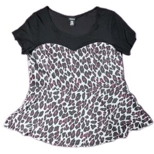 Torrid | Mesh Leopard Print Short Sleeve Peplum Top Size 2X